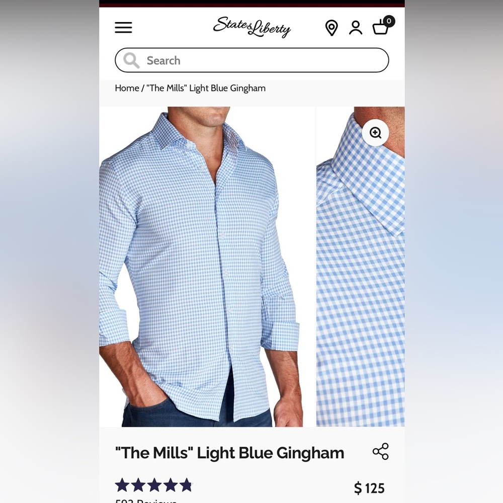 State & Liberty -	“The Mills" Light Blue Gingham